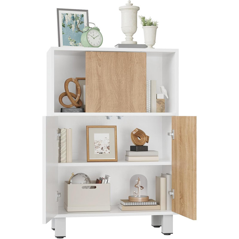 Modern Narrow Bathroom Floor Cabinet: Smooth Sliding Door & Adjustable Shelves