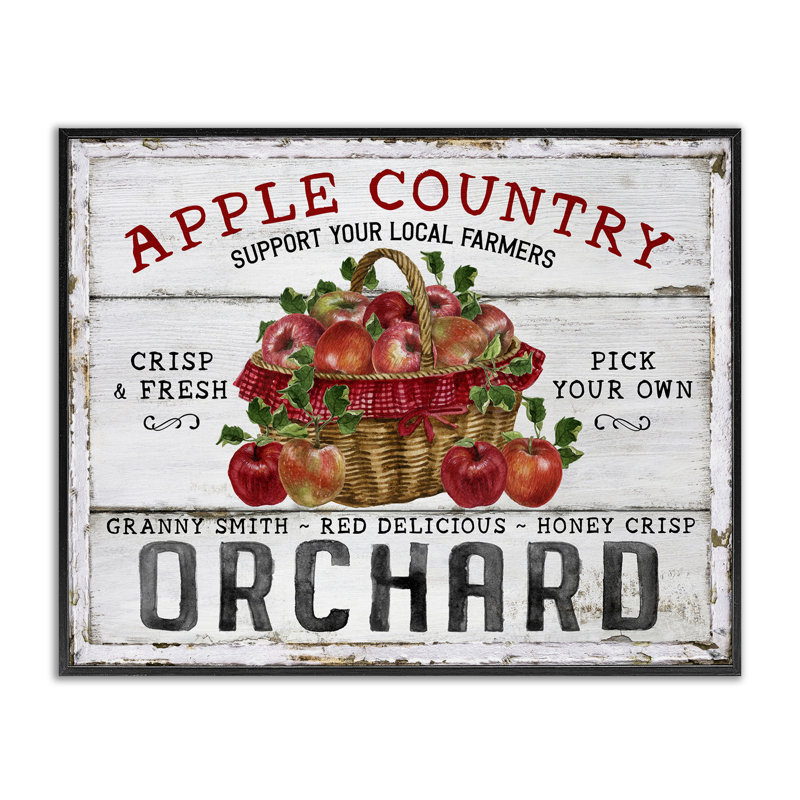 «Rustic Apple Orchard», art mural sur toile par Creatif Belle, H 11 po x l 14 po, Giclée encadrée noir minuit