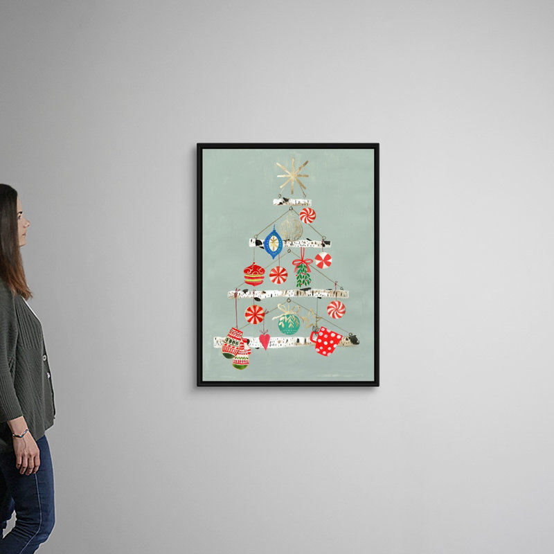 Bouleau suspendu-reproduction d’art sur toile, Cadre noir, 42" H x 32" W x 1.75" D