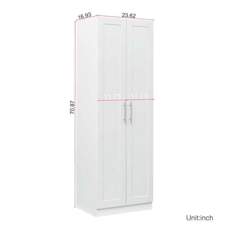 Armoire Antunes, H 71 po x l 24 po x P 17 po, Blanc