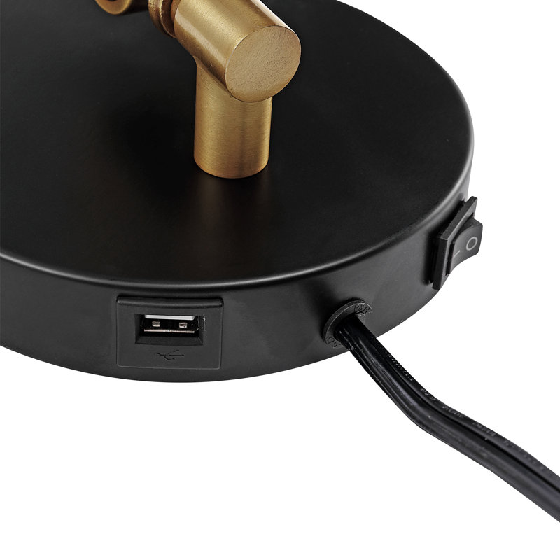 Cimarron Iron Plug-in Swing Arm Sconce with USB Charging Port, Black