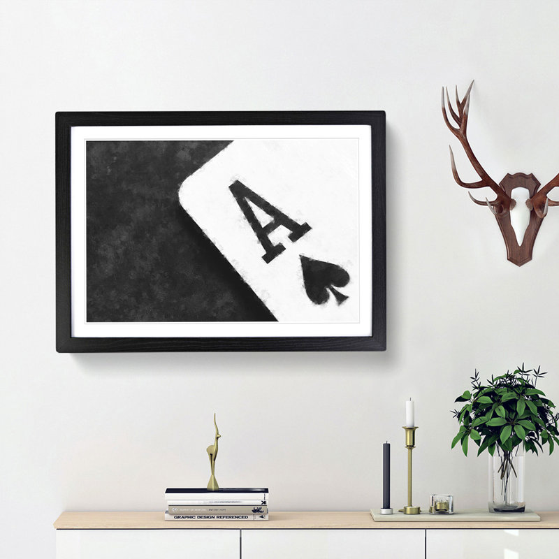 The Ace of Spades - Picture Frame Painting Print, 33cm H x 45cm W x 2cm D, Black Framed