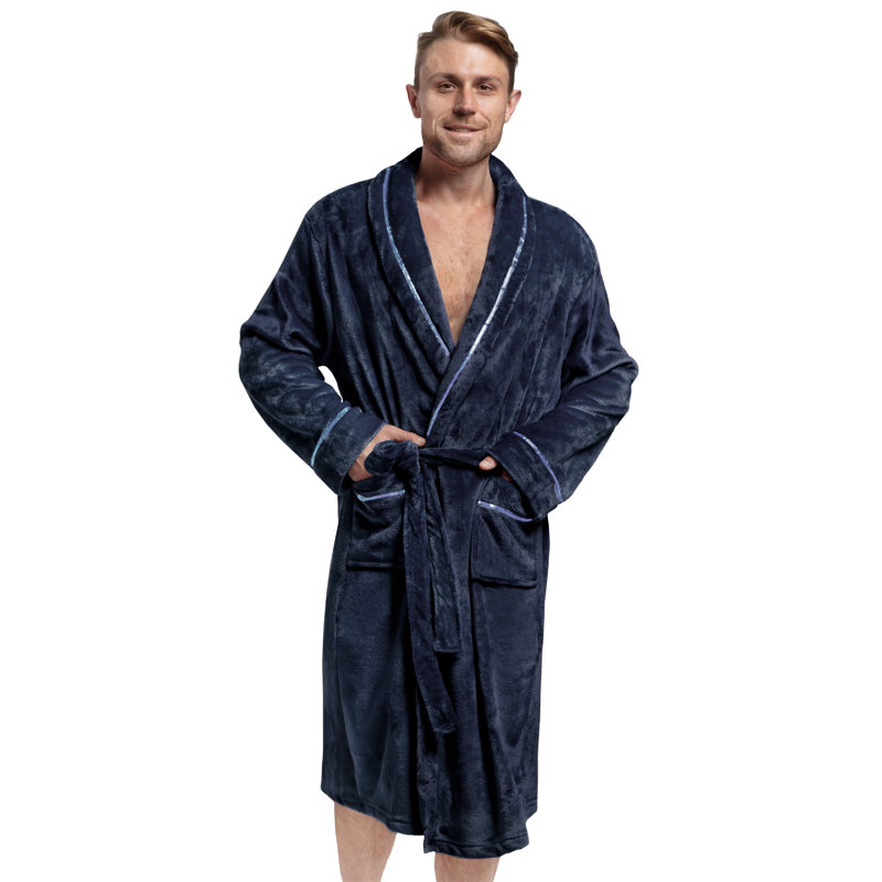 Peignoir P-R5004, Bordure satinée - bleu marine