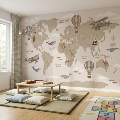 Papier peint carte du monde sur fond blanc