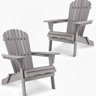 Solid Cedar Wood Folding Adirondack Chairs For Patio, Garden, And Backyard, Set Of 2 With Classic Design And Easy Assembly