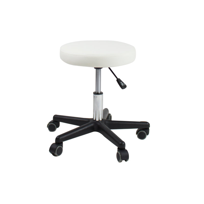 Ignasi Adjustable Height Lab Stool with Wheels, White