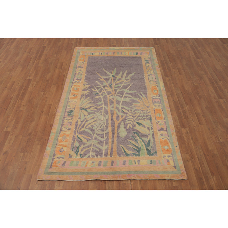 Tapis mauve en laine mauve transitionnel 5 x 8 po Oushak