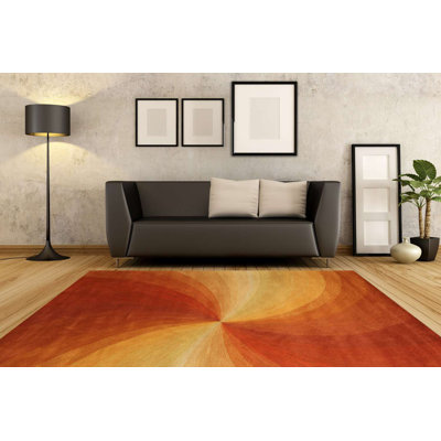 Nauvoo Red Hand Tufted Orange Contemporary Abstract Wool Area Rug