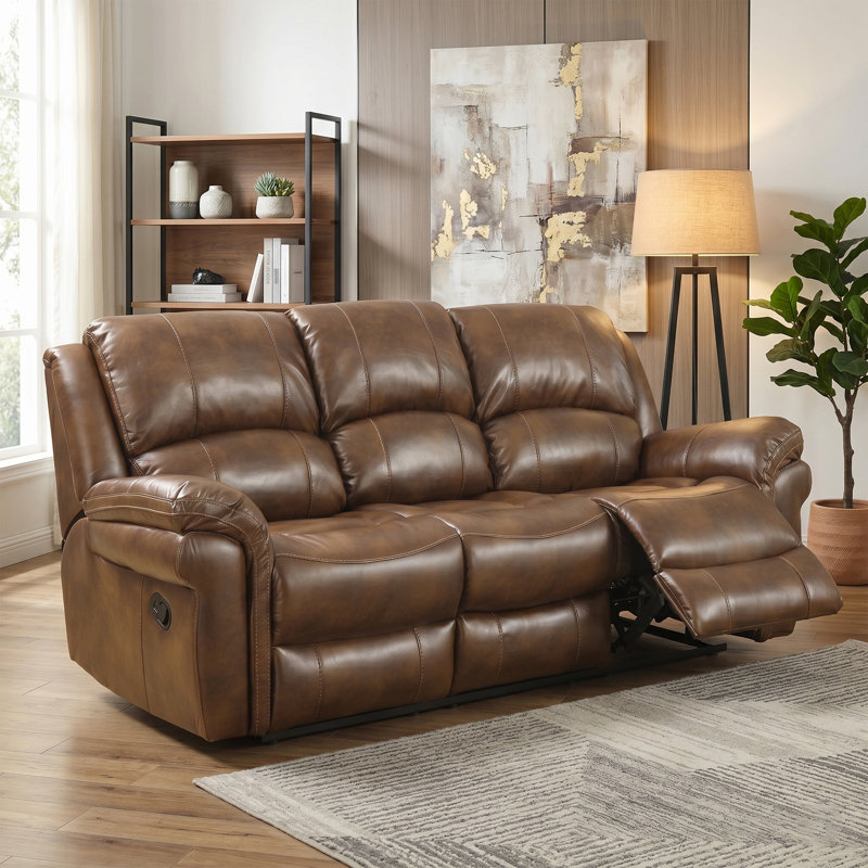 Arles 3 Seater Reclining Sofa, Tan, Manual