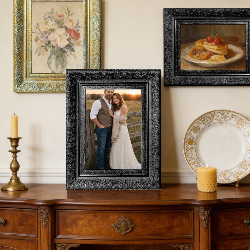 Cadre photo noir 1PC 5 "x 7" avec fixation murale ou de table, Noir, 1, L 5 po x H 7 po
