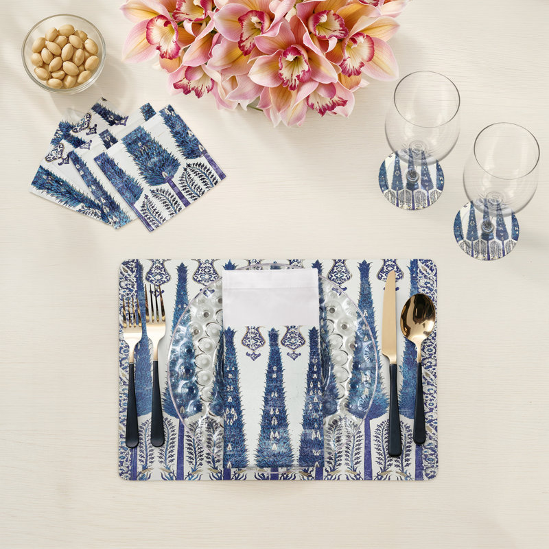 Sous-verres ronds en cuir Topkapi Garden, Classique