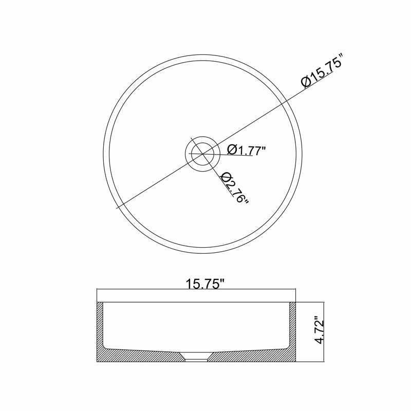 Cementra 15'' Round Modern Concrete Vessel Sink (Sink Only)
