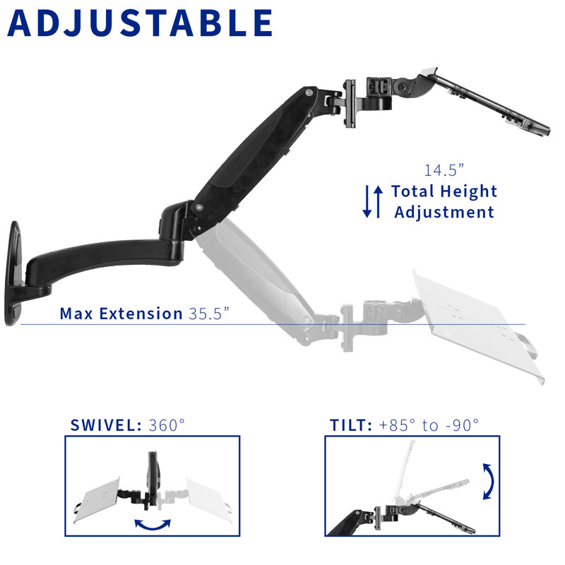 Support mural VIVO pour clavier et souris articulé, Mount-KB35A