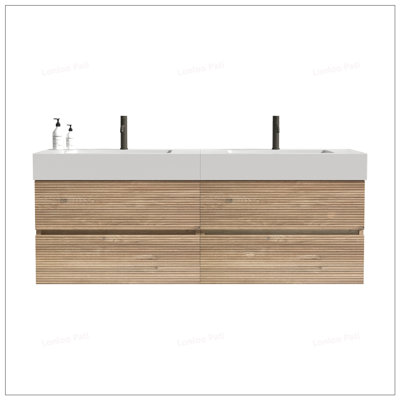 Meuble-lavabo 60 po avec lavabo double en quartz