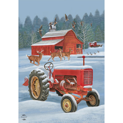 Winter on the Farm Garden Flag 12x18