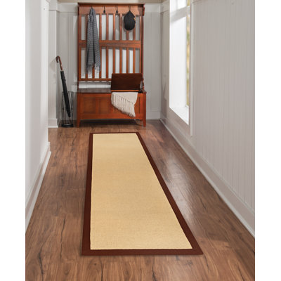 Tapis berbère beige fait à la main avec bordure en coton brun fait à la main Nannette