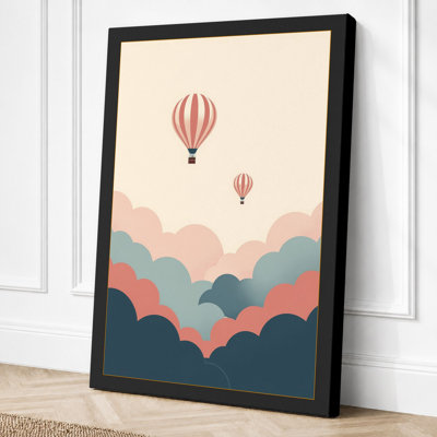 Balloons Above Clouds Minimalist - Wrapped Canvas