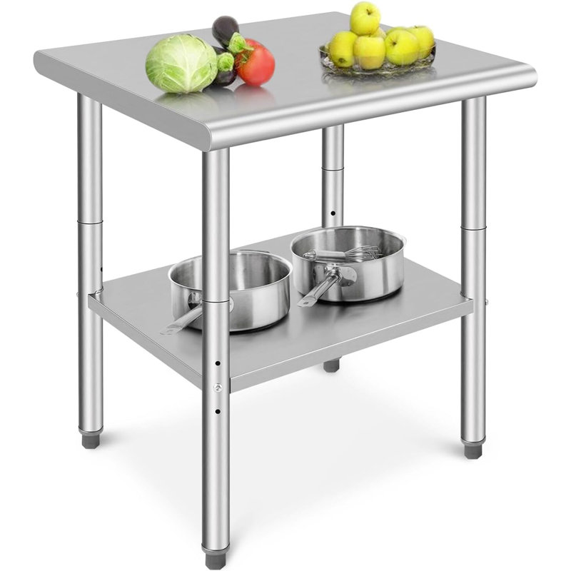 Stainless Steel Table, With Adjustable Under Shelf