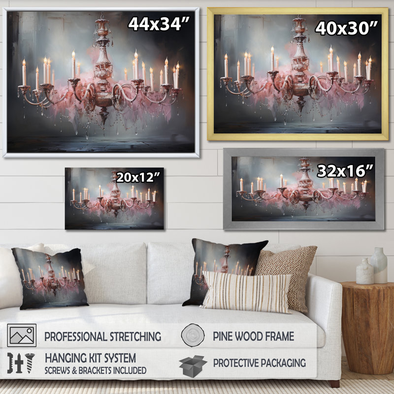 Lustre Minimalist Brilliance I - décoration murale lustre, H 30 po x l 40 po x P 1,5 po, Encadrement doré