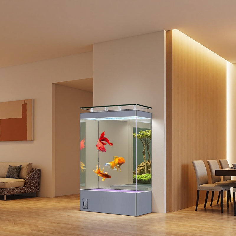 Grand aquarium moderne et minimaliste écologique, Gris, 84 gallons (H 55,7 po x l 31,5 po x P 15,7 po)