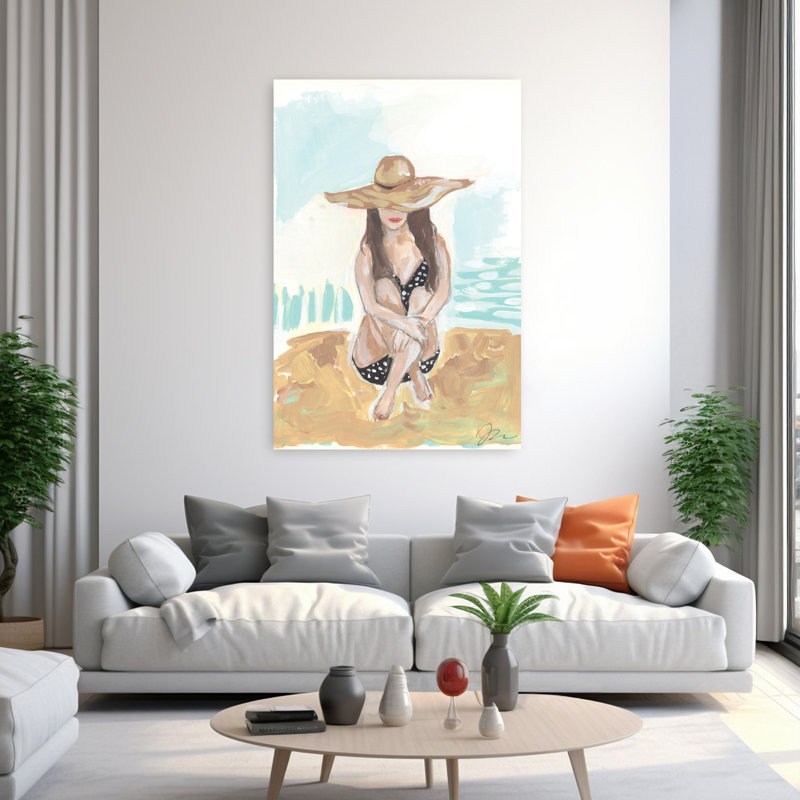 «Bathing Beauty II», art contemporain contemporain à la plage, H 60 po x l 40 po