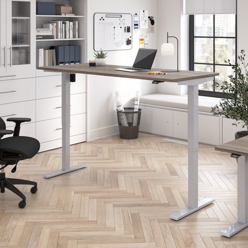 Move 40 Series Adjustable Standing Desk, Modern Hickory, 72" W X 30" D