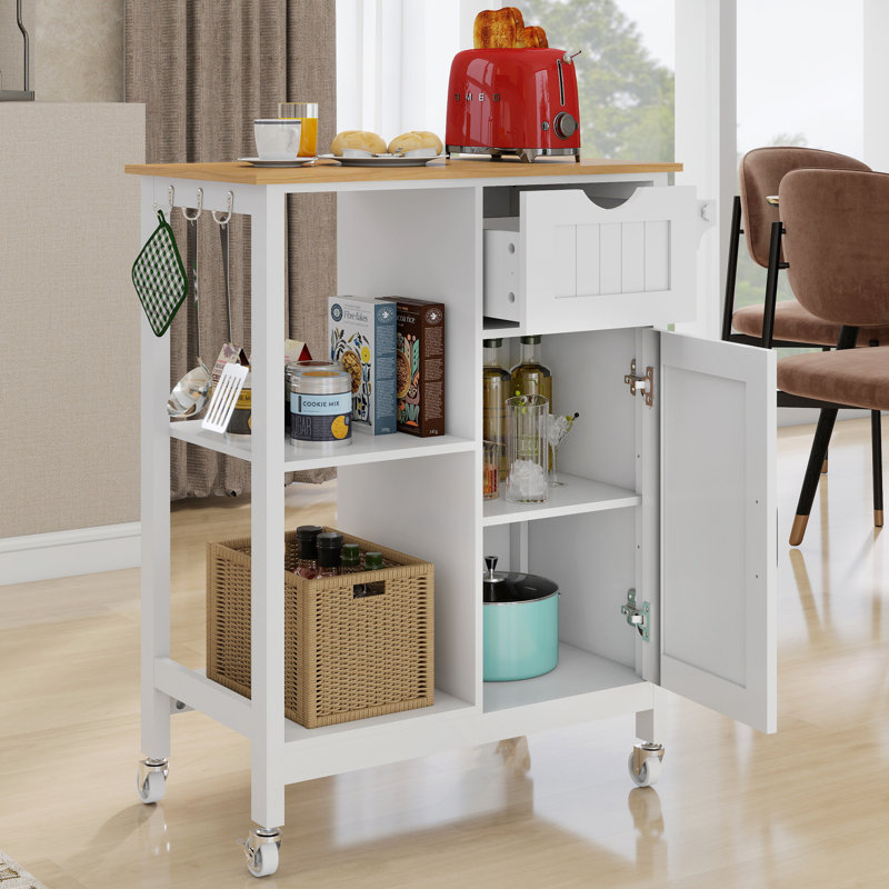 Îlots de cuisine avec rangement, chariot mobile en métal et panneau de fibres à densité moyenne, ferme rustique