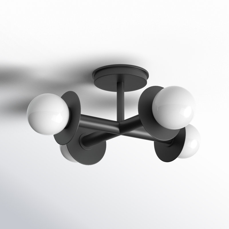 Nodes 4 - Light Semi Flush Mount, Midnight Black