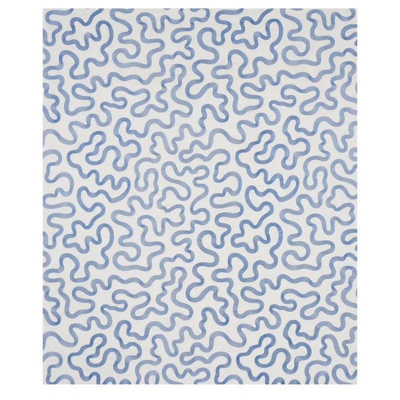 Riley Embroidery Fabric, Navy/Ivory
