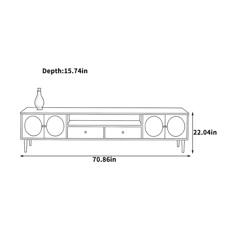 Osten, H 22,04 po x L 70,86 po x l 15,74 po
