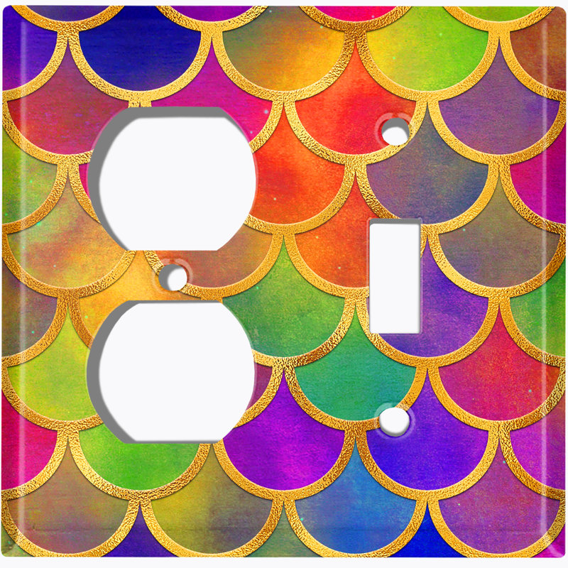 Plaque murale 2 bandes Mermaid, Orange / mauve / vert