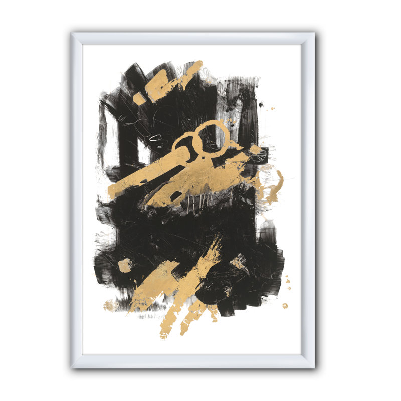 Art mural abstrait sur toile, impression d'art moderne noir doré - Doré et noir Drift I, H 20 po x l 12 po x P 1 po