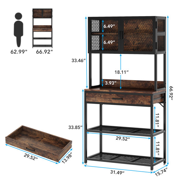 17 Stories Perdido 31.49 W Baker's Rack Microwave Stand with Drawers and Cabinet  Storage & Reviews