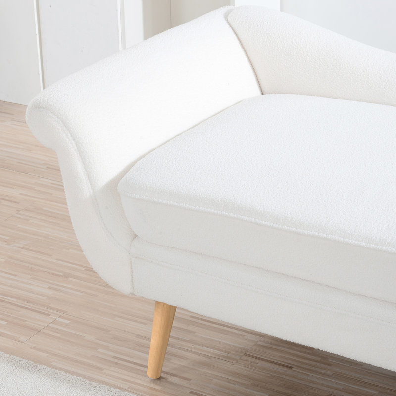 Chaise longue avec accoudoirs à volutes, coussin confortable, structure en bois massif + contreplaqué, pied en bouleau, siège spacieux, style traîneau classique de l 68,81 po x P 28,99 po et H 29,6 po, espace intérieur robuste rempli de mousse