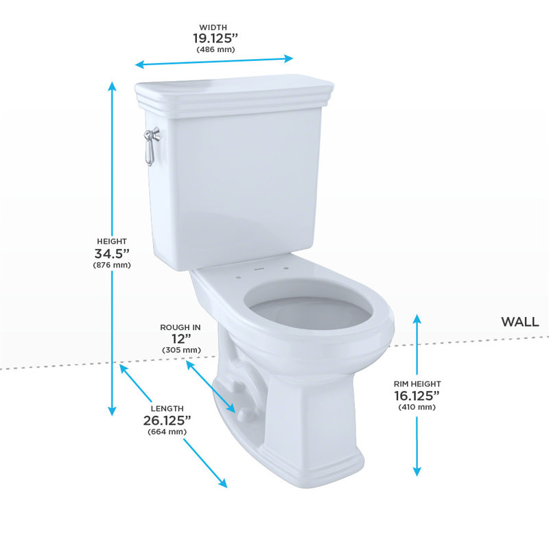 Toto® Eco Promenade® Two-Piece Round 1.28 Gpf Universal Height Toilet With Wax Ring And Toilet Mounting Bolts