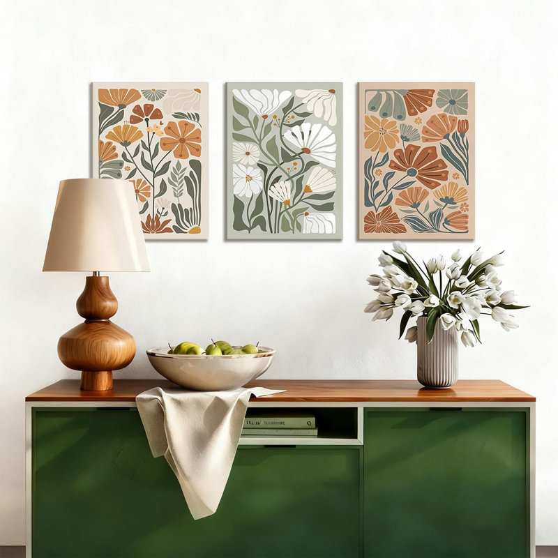 3 Piece Wrapped Canvas Print, 40 cm H x 90 cm W
