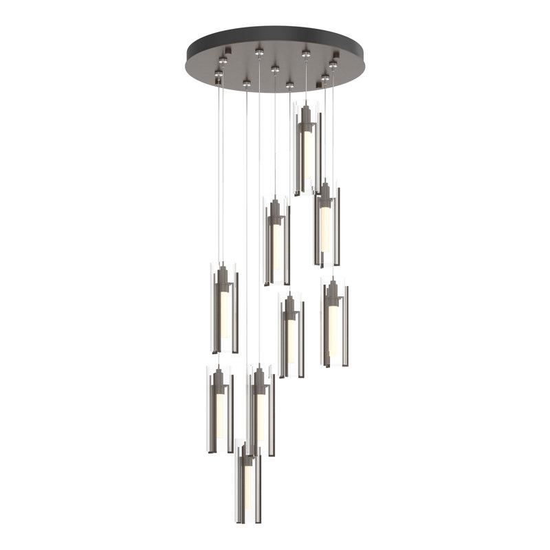 Exos 9 - Light Cylinder Pendant, Bronze, Clear, 13" - 130"