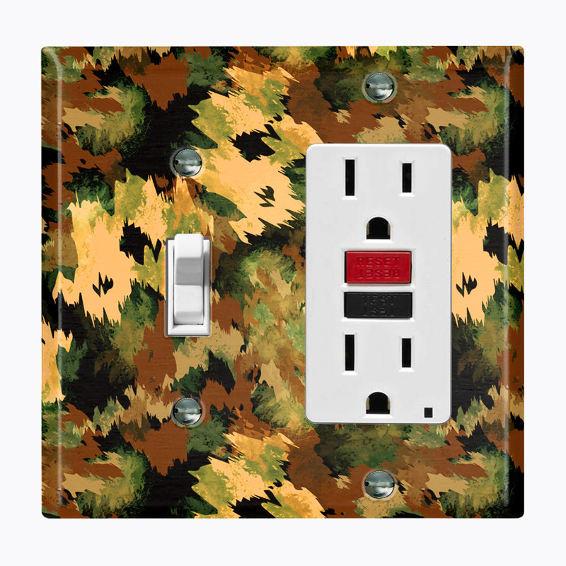 Couvercle de prise en métal pour interrupteur, Camouflage artistique vert