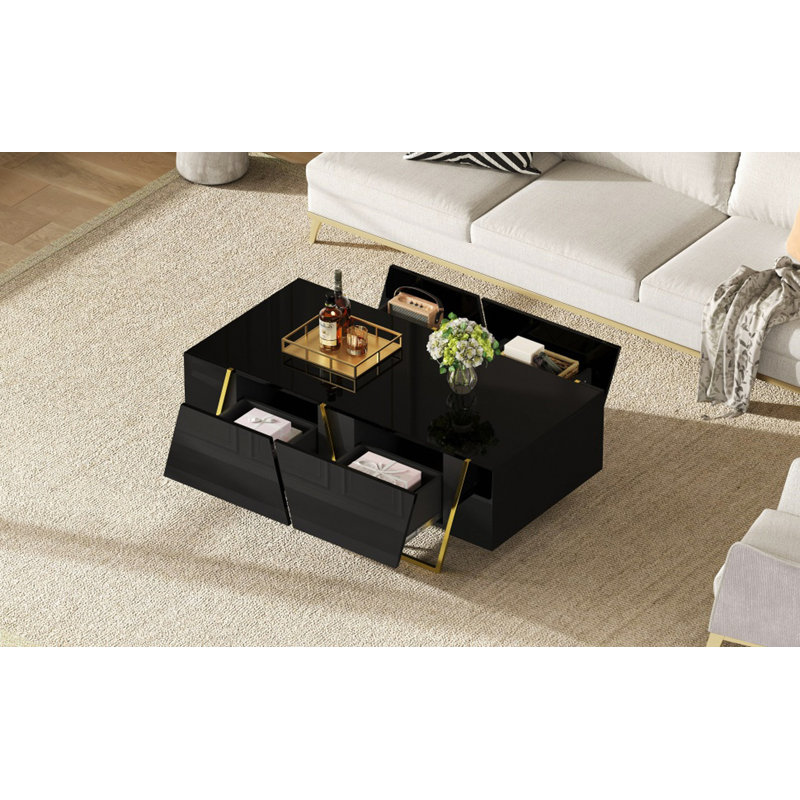 Table basse rectangulaire pour salle de séjour avec rangement et base, 4 tiroirs, 47,2 po