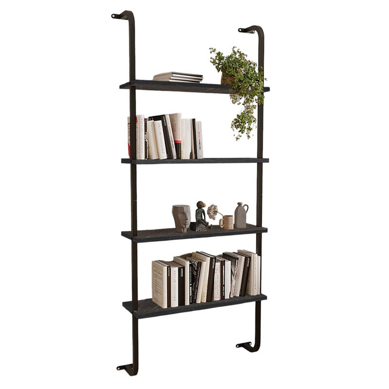 Adiah 150cm H x 64.3cm W Metal Bookcase, Balck Marble