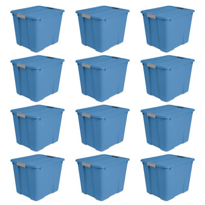 Bac à loquet 20 gallons avec poignées pour bacs de rangement pour la maison, frêne bleu (paquet de 12) Sterilite