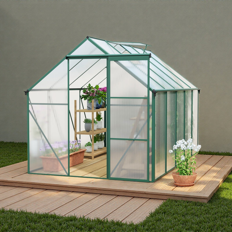 6X10FT Polycarbonate Greenhouse Raised Base And Anchor Aluminum Heavy Duty Walk-In Greenhouses For Outdoor Backyard In All Season