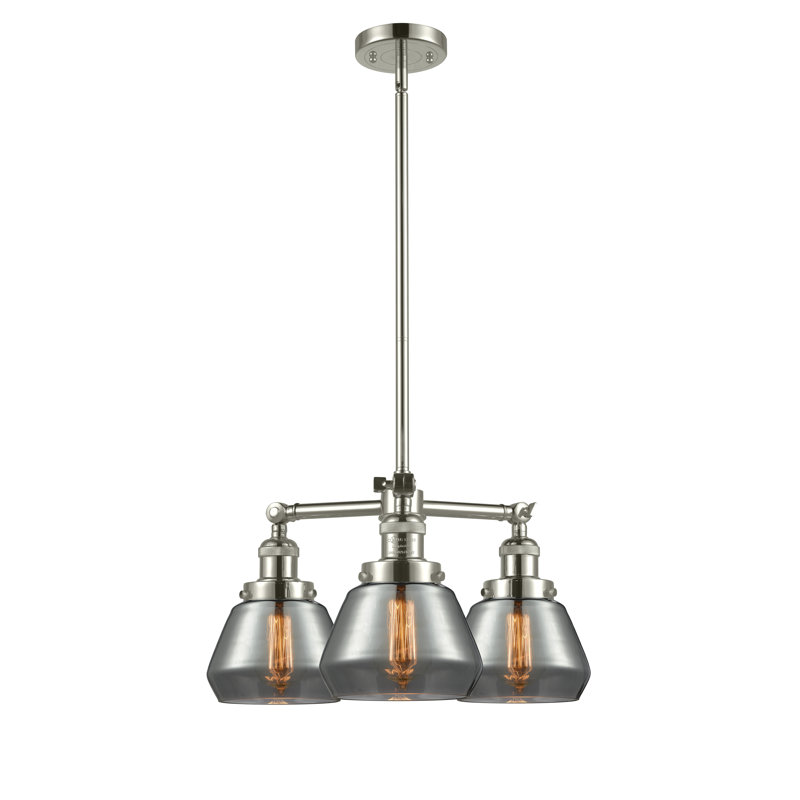Chill 3 - Light Dimmable Chandelier, Plated Smoked Fulton, Polished Nickel, No Bulb Included