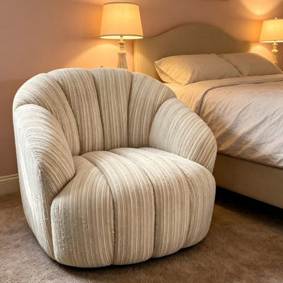 Neutral Vertical Textured Swivel Accent Chair