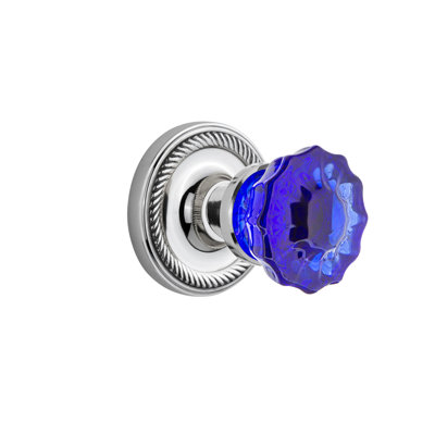 Rope Rosette with Crystal Cobalt Door Knob