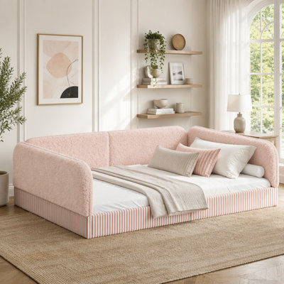 Queen Montessori Floor Bed with Teddy Fleece Upholstery