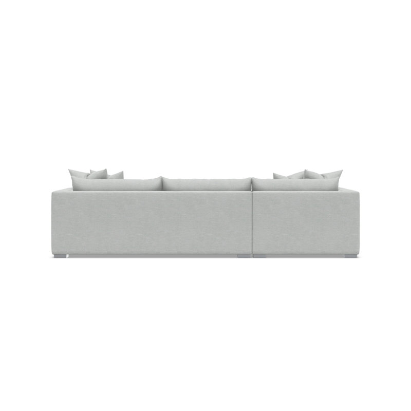 Chaise Sectional, Left Hand Facing, Gray Polyester Blend