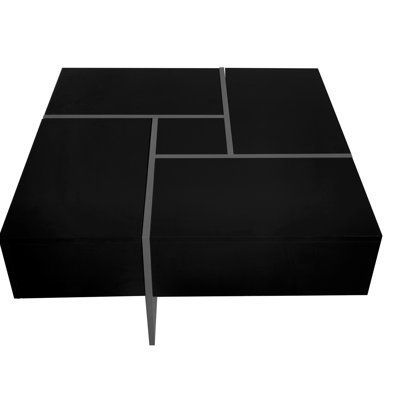Stylish Coffee Table With 4 Secret Storage And Sliding Tabletop, Veneer, Material Hidden Extendable Surface, High-Gloss, Particle Board