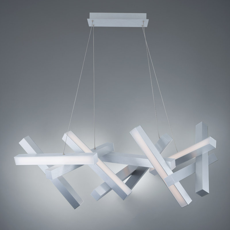Sleek Black and Crystal 11-Light LED Geometric Chandelier