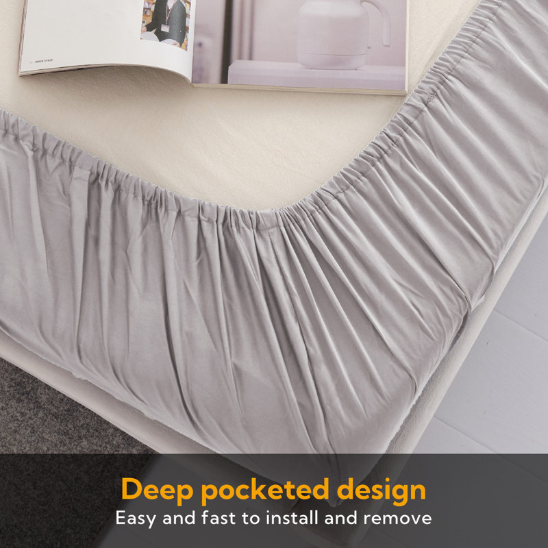 Solayne Deep Pocket Fitted Sheet Only 100% Long Staple Cotton Breathable Bottom Sheet Fits Up To 14" Deep Mattress